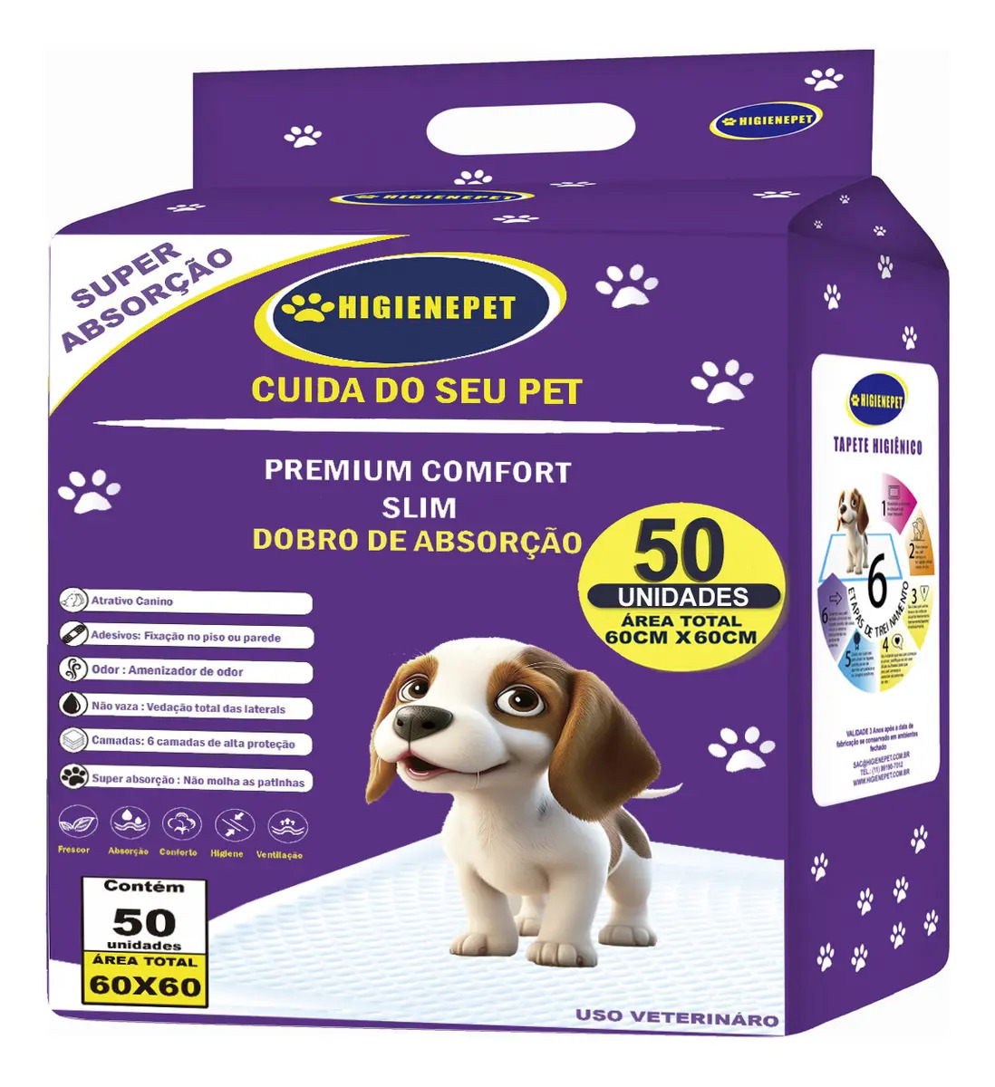 Tapete Higienico Higienepet 60x60cm 50 Unidades