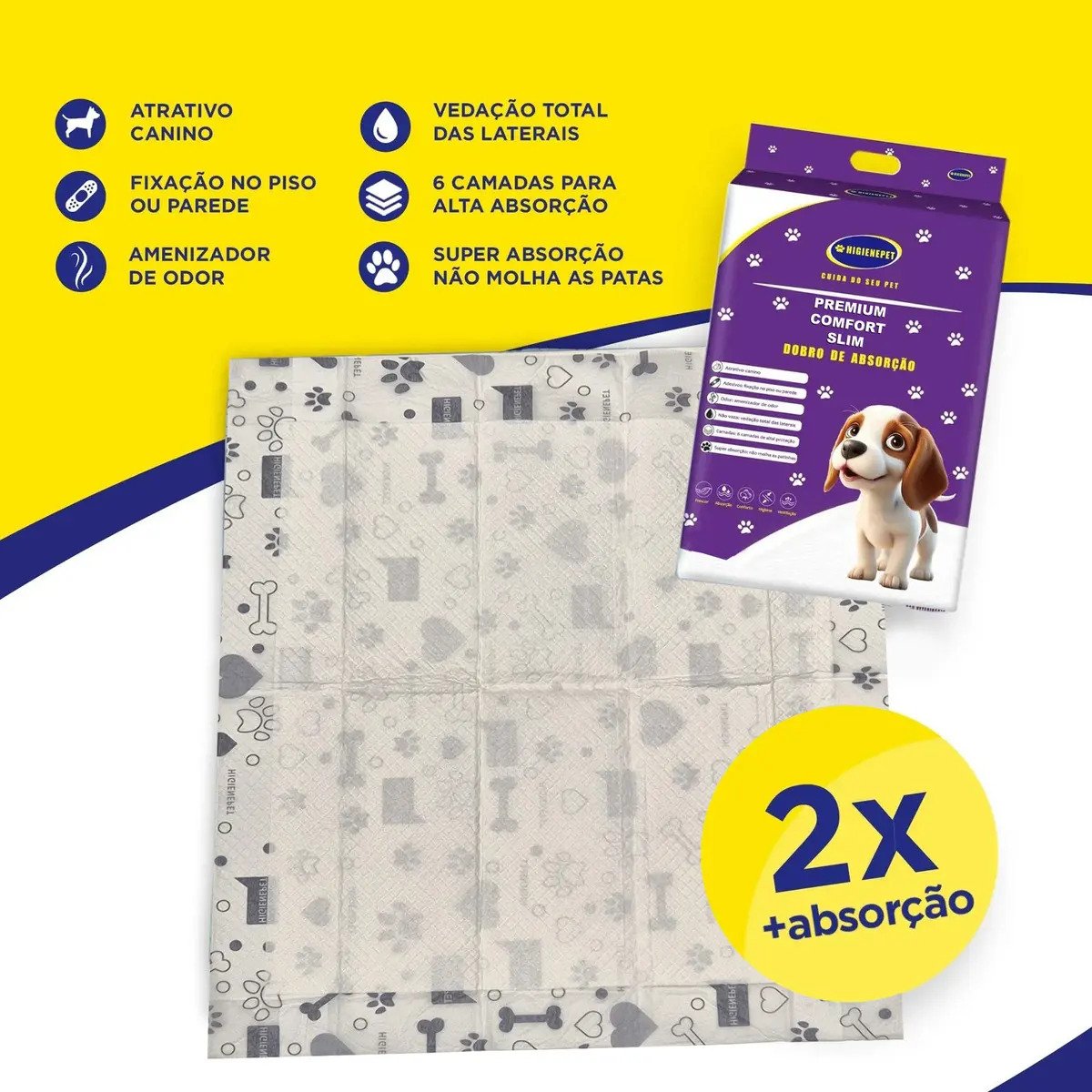 Tapete Higienico Higienepet 60x60cm 50 Unidades