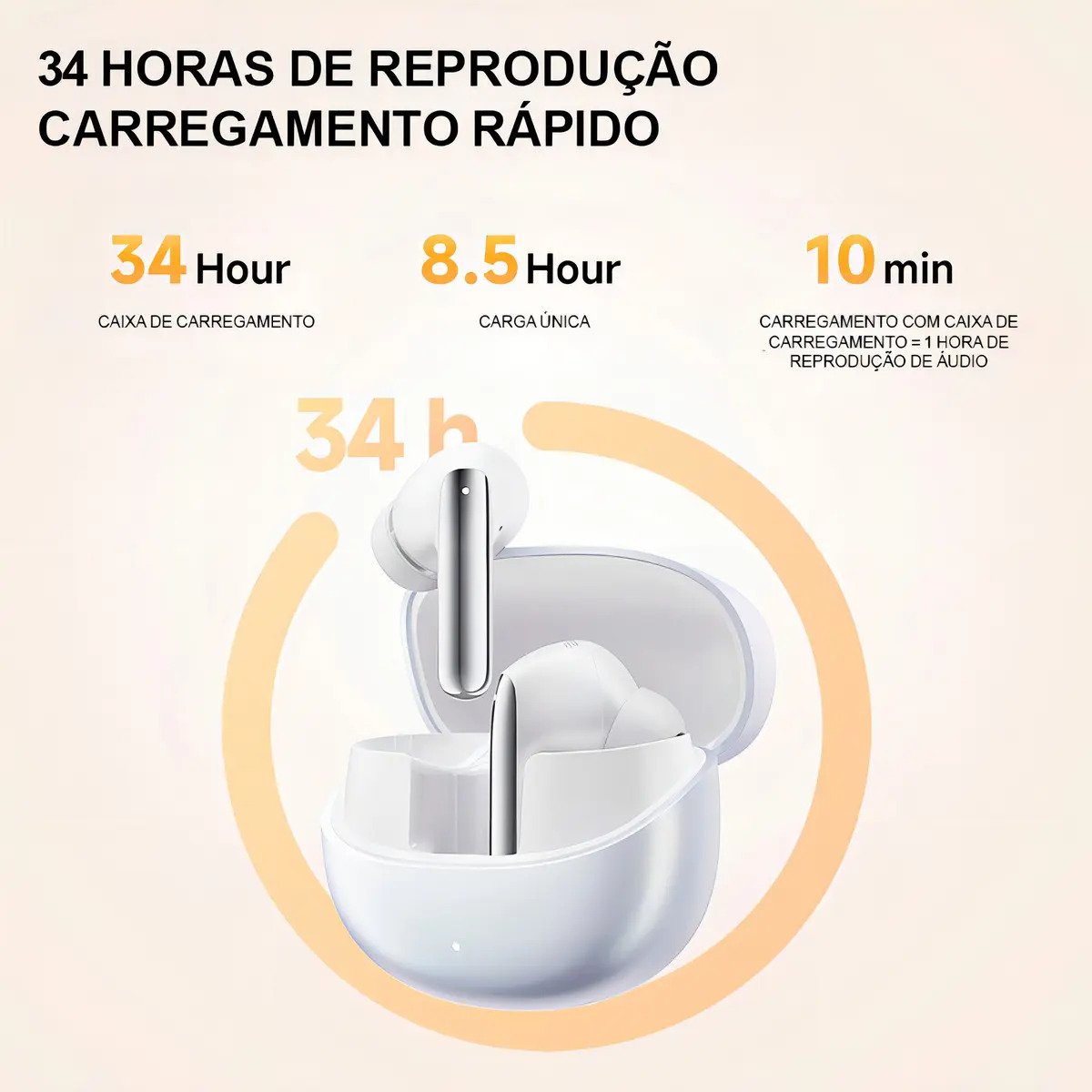 Fone QCY HT08 MeloBuds Pro ANC Bluetooth Multiponto Preto