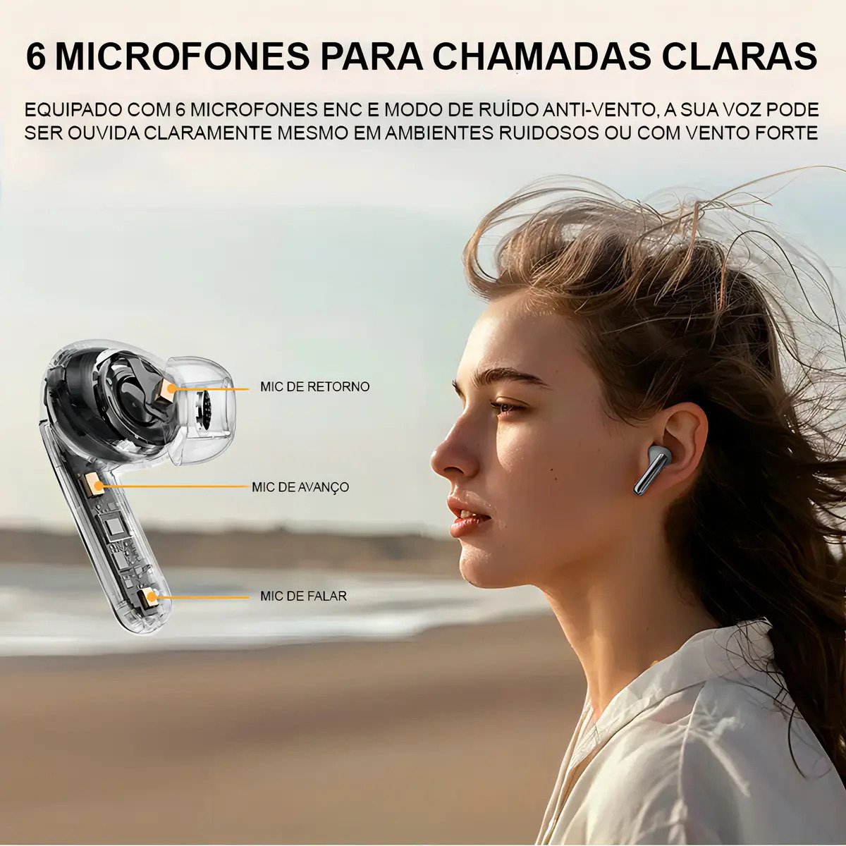 Fone QCY HT08 MeloBuds Pro ANC Bluetooth Multiponto Preto