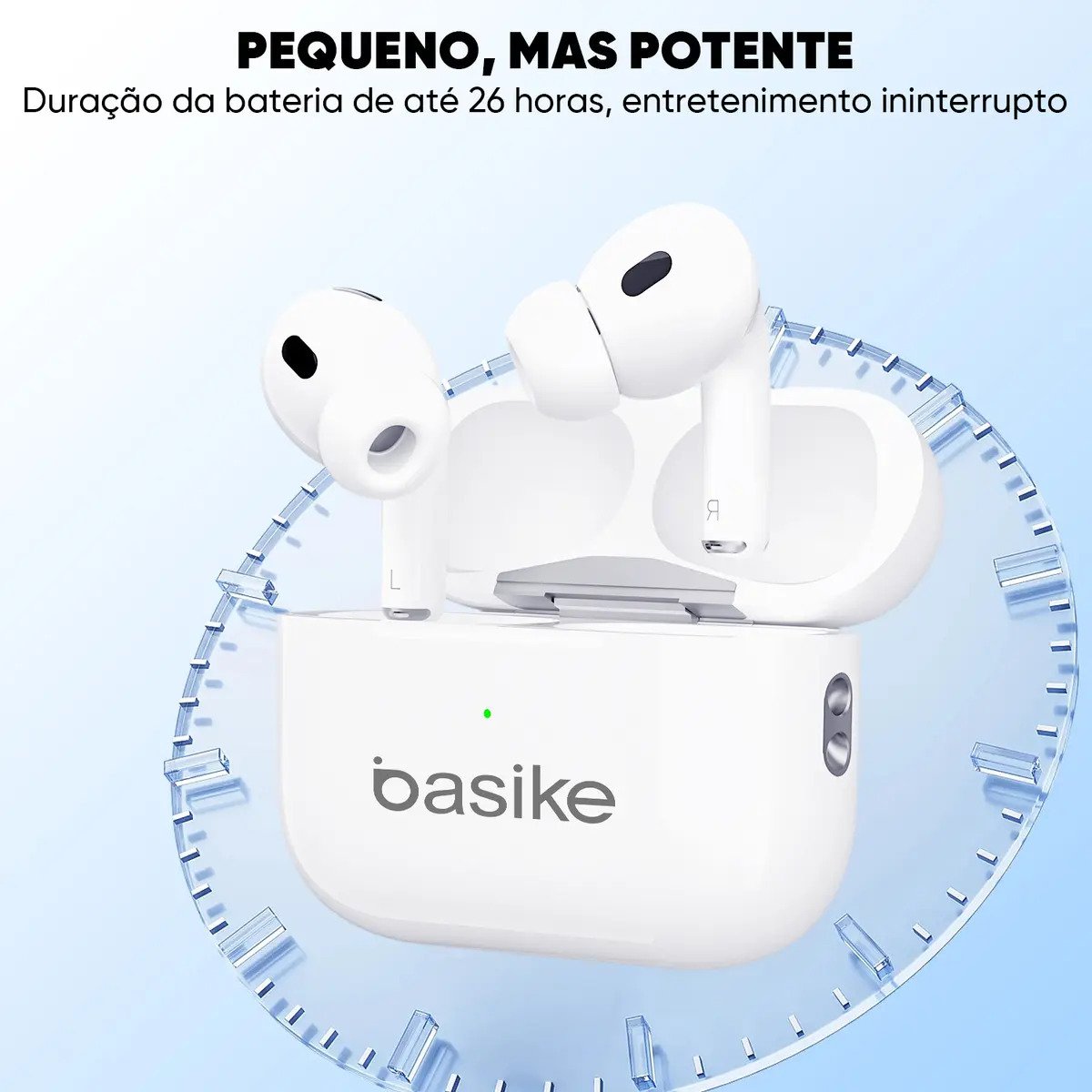 Fone de Ouvido TWS Basike In-ear Sem Fio Bluetooth 5.3 com Microfone e Cancelamento de Ruído