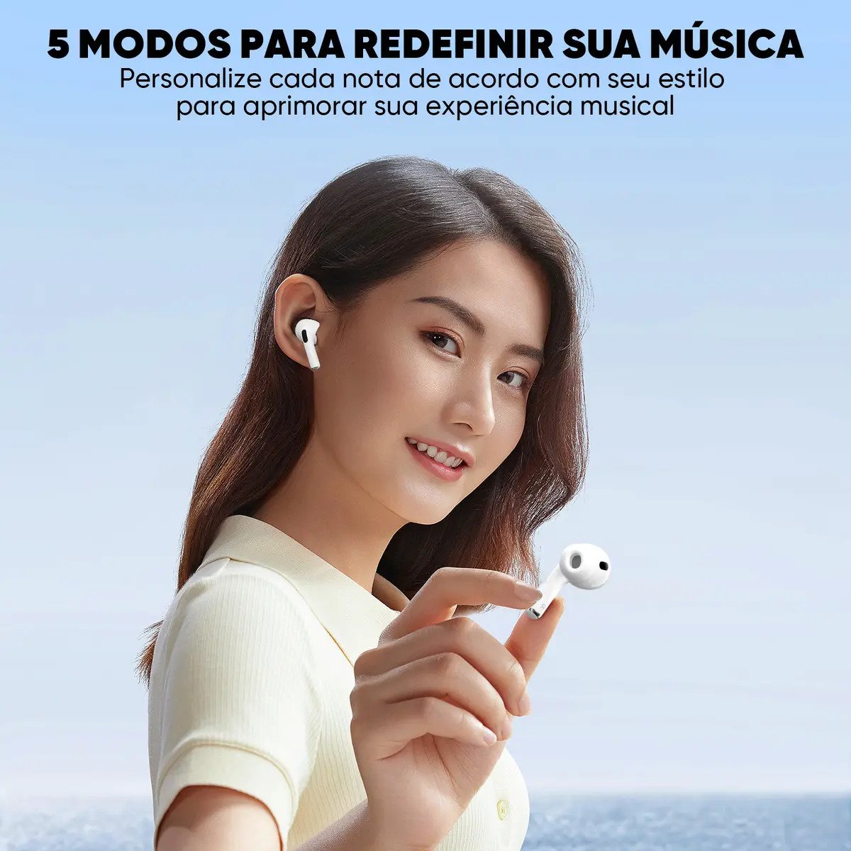 Fone de Ouvido TWS Basike In-ear Sem Fio Bluetooth 5.3 com Microfone e Cancelamento de Ruído