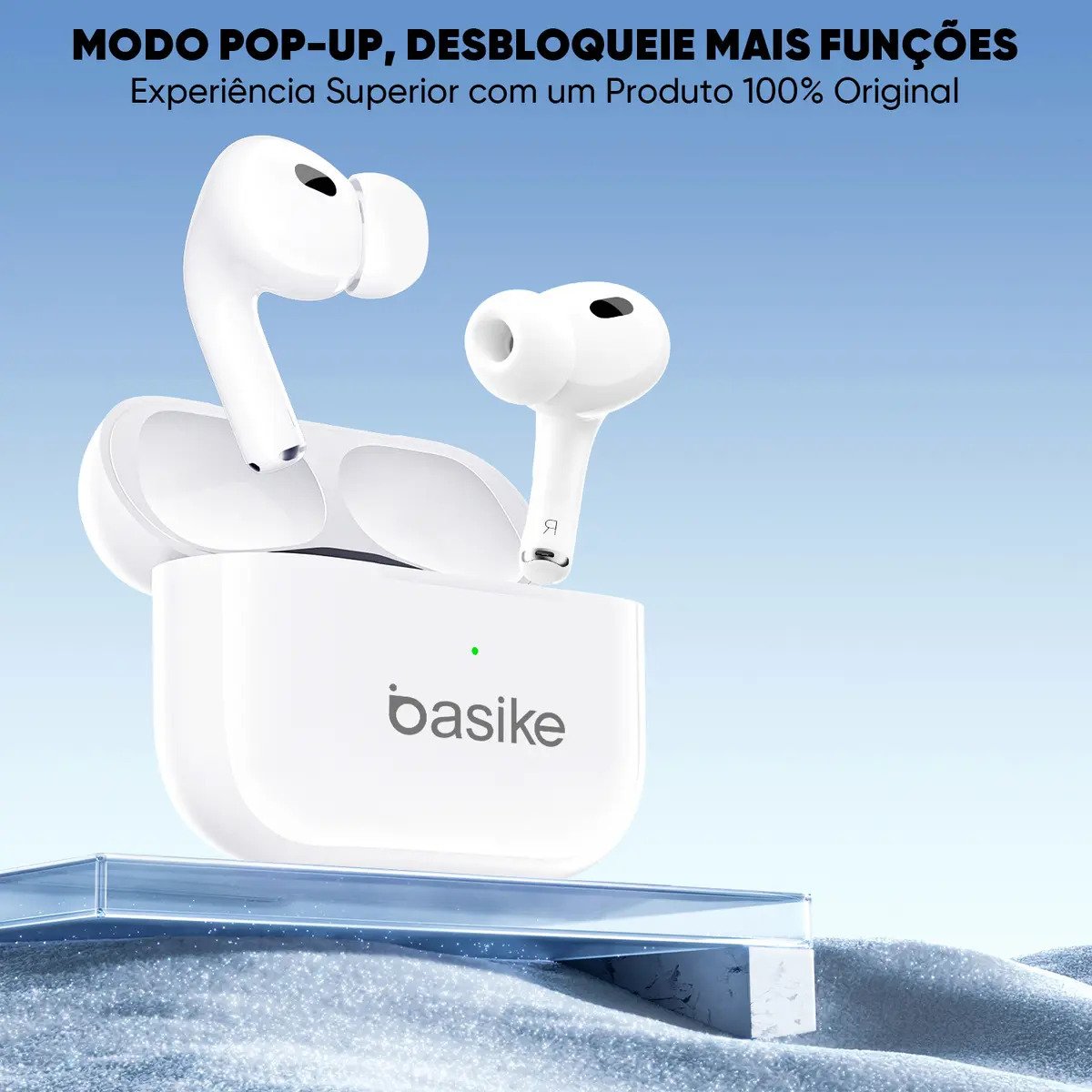 Fone de Ouvido TWS Basike In-ear Sem Fio Bluetooth 5.3 com Microfone e Cancelamento de Ruído