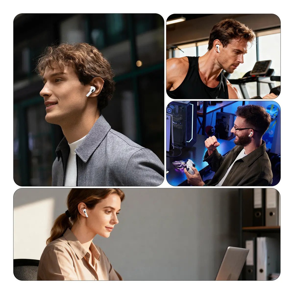 Fone de Ouvido TWS Basike In-ear Sem Fio Bluetooth 5.3 com Microfone e Cancelamento de Ruído
