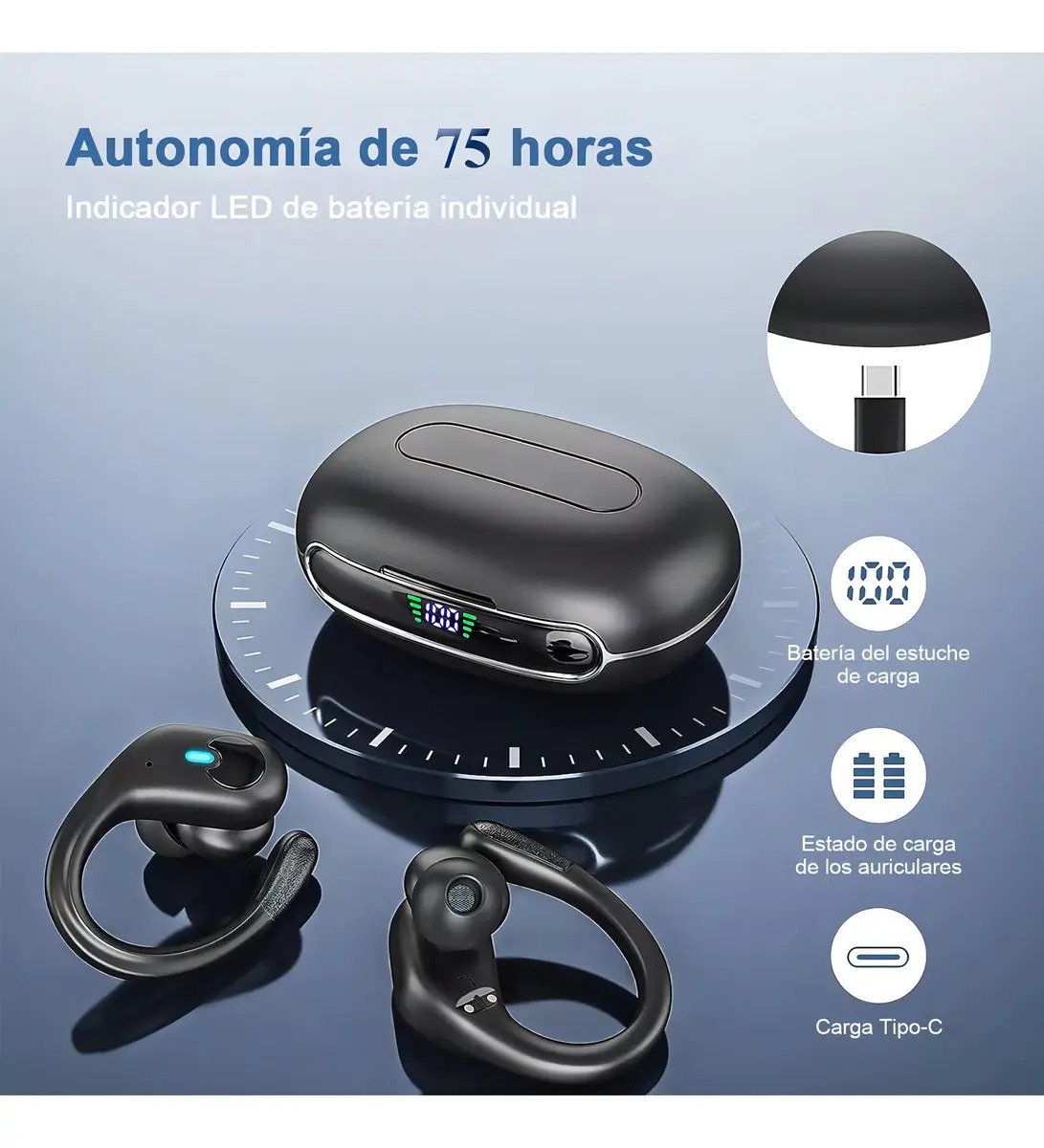 Fone de Ouvido Mertto BX30 Sem Fio Bluetooth IPX7, com Cancelamento de Ruído e LED