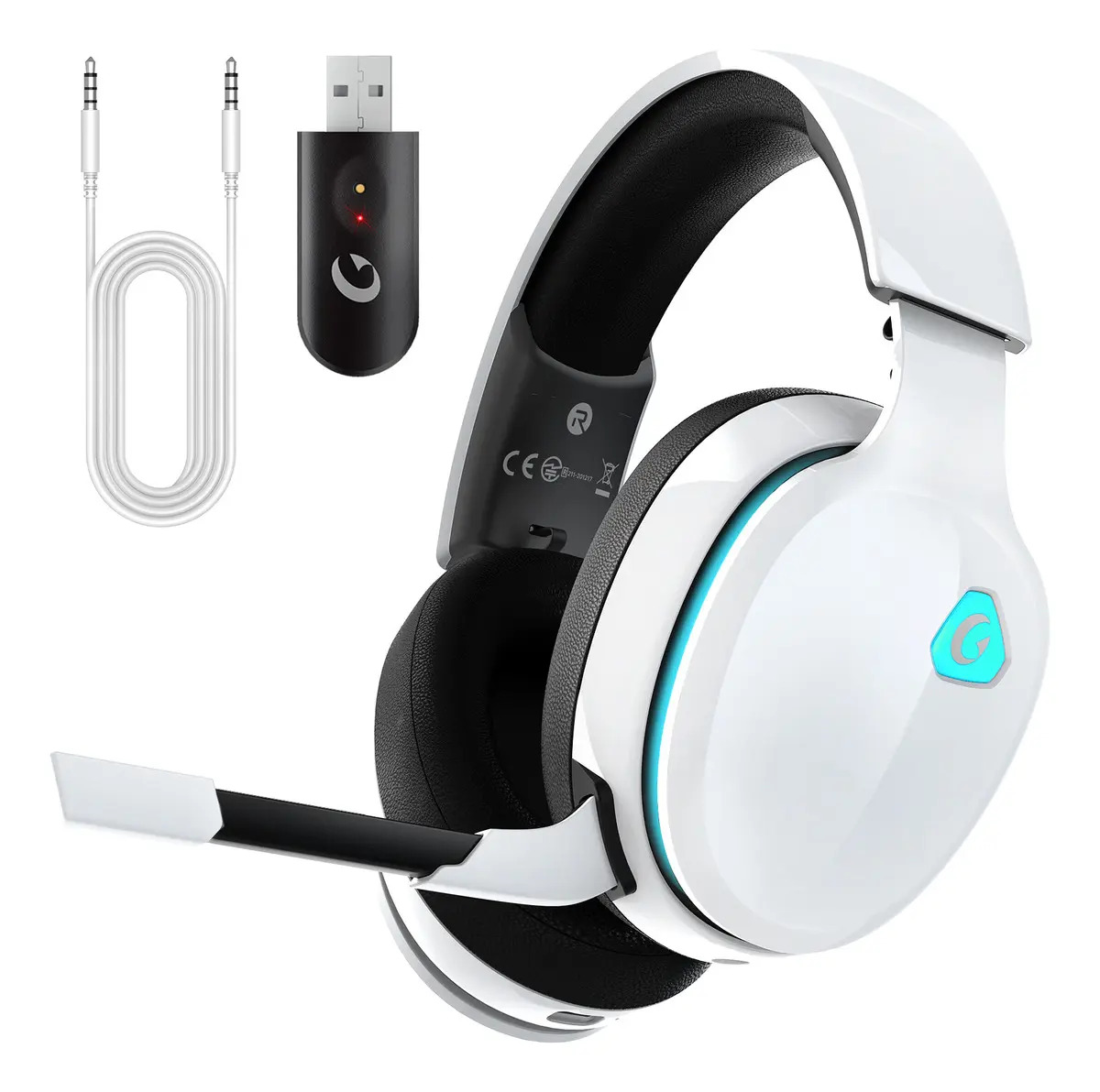 Headset Gamer Olafvi Captain 300 Sem Fio Bluetooth 5.3 com Microfone e Cancelamento de Ruído para PS5, PS4, PC e Switch - Branco