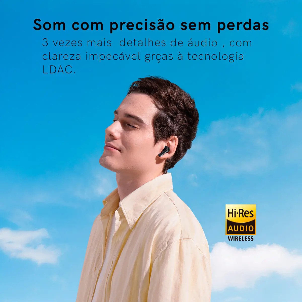 Fone de Ouvido Bluetooth Baseus Bass com ANC Preto