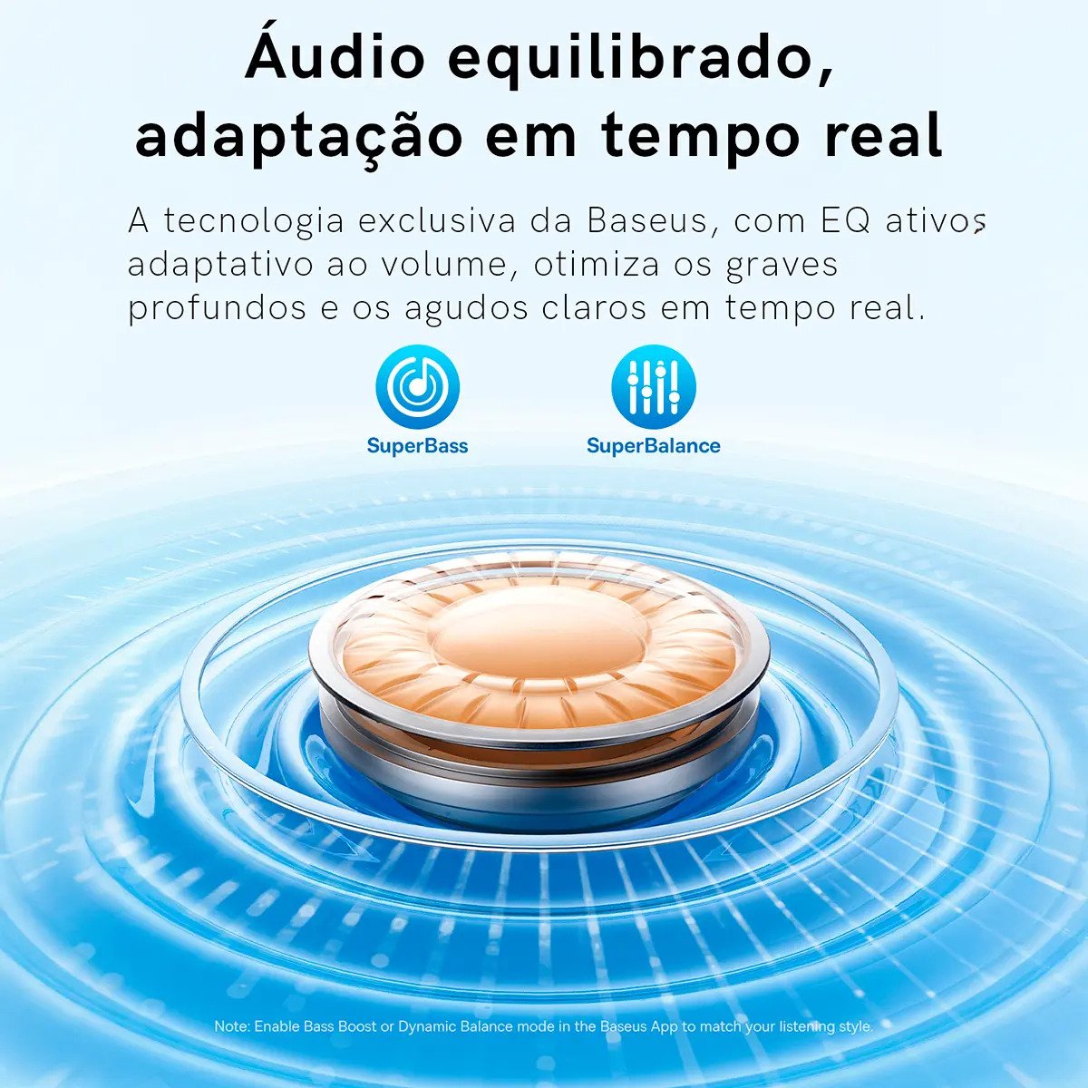 Fone de Ouvido Bluetooth Baseus Bass com ANC Preto