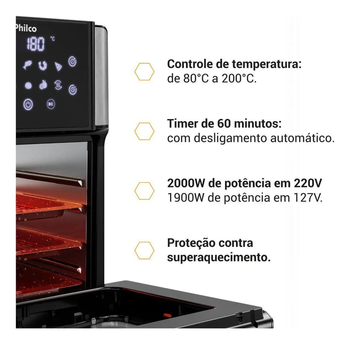 Air Fryer Oven Philco 15L Digital PAF15A - Preto