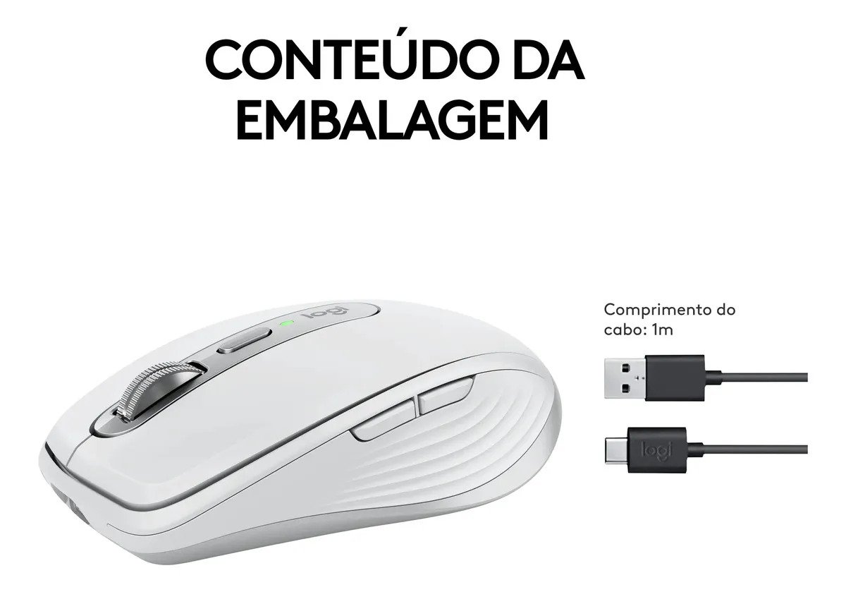 Mouse sem fio Logitech MX Anywhere 3S - Cinza Claro