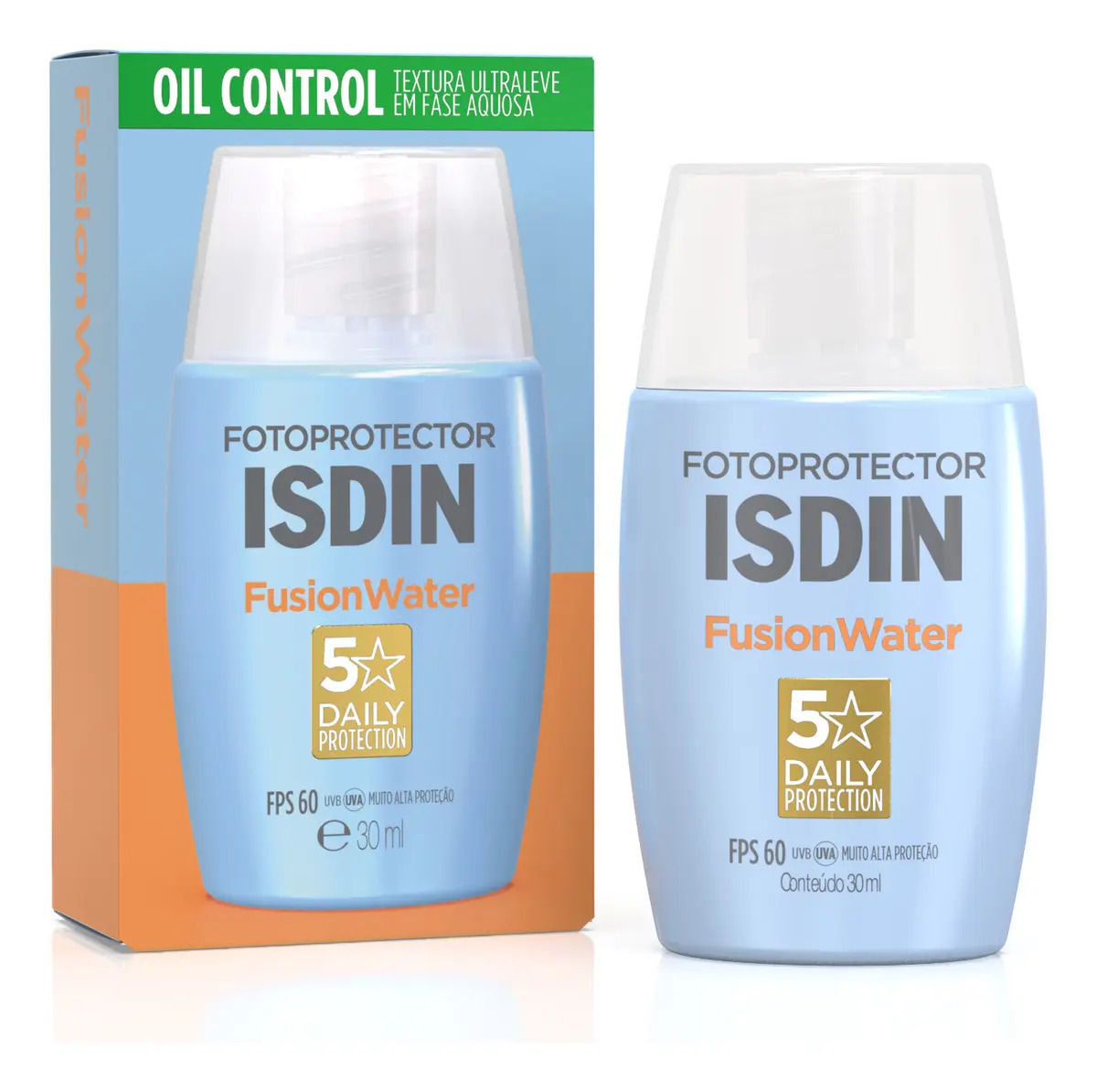 ISDIN Fusion Water 5 Stars FPS 60 30ml Protetor Solar Facial