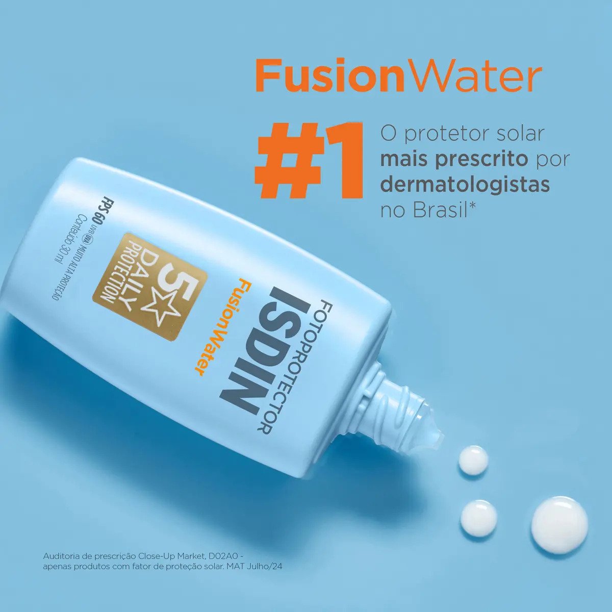 ISDIN Fusion Water 5 Stars FPS 60 30ml Protetor Solar Facial