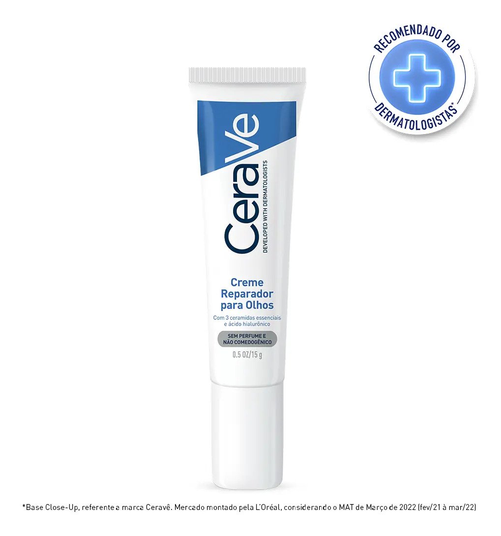 CeraVe Creme Reparador para Olhos 3 Ceramidas e Acido Hialuronico 15g
