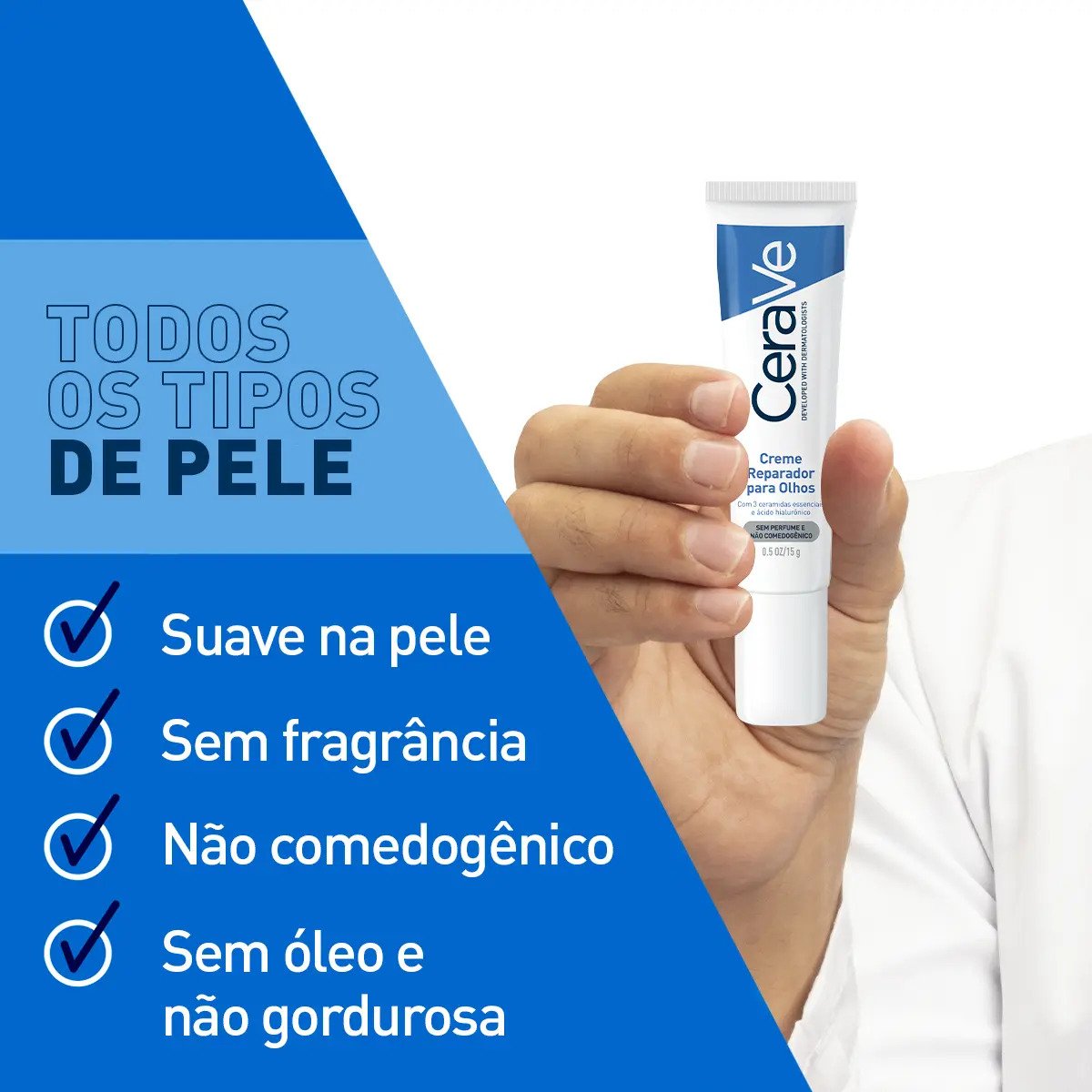 CeraVe Creme Reparador para Olhos 3 Ceramidas e Acido Hialuronico 15g