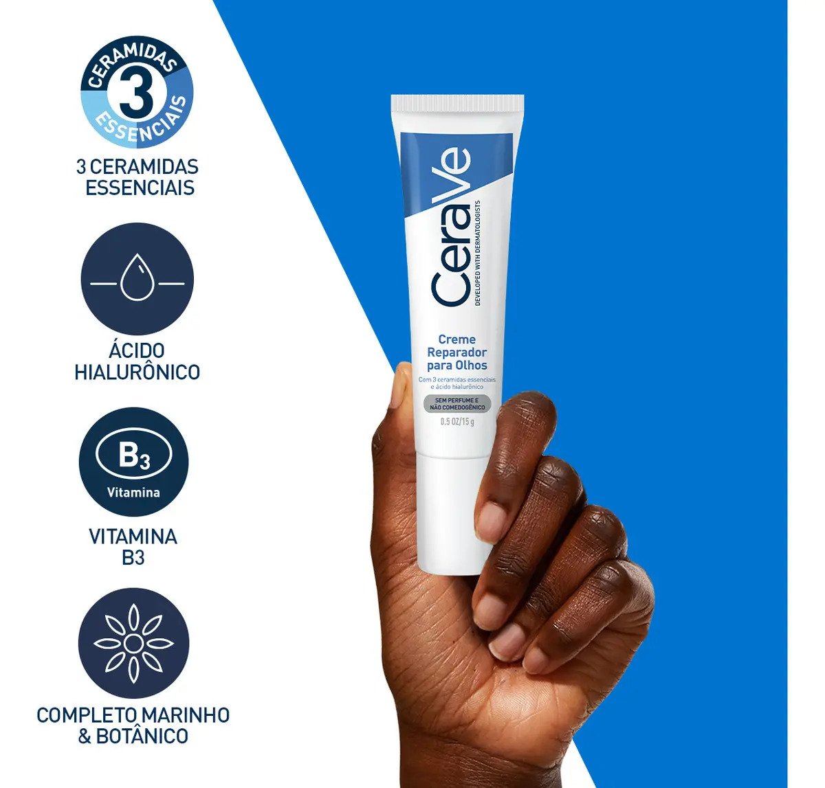 CeraVe Creme Reparador para Olhos 3 Ceramidas e Acido Hialuronico 15g