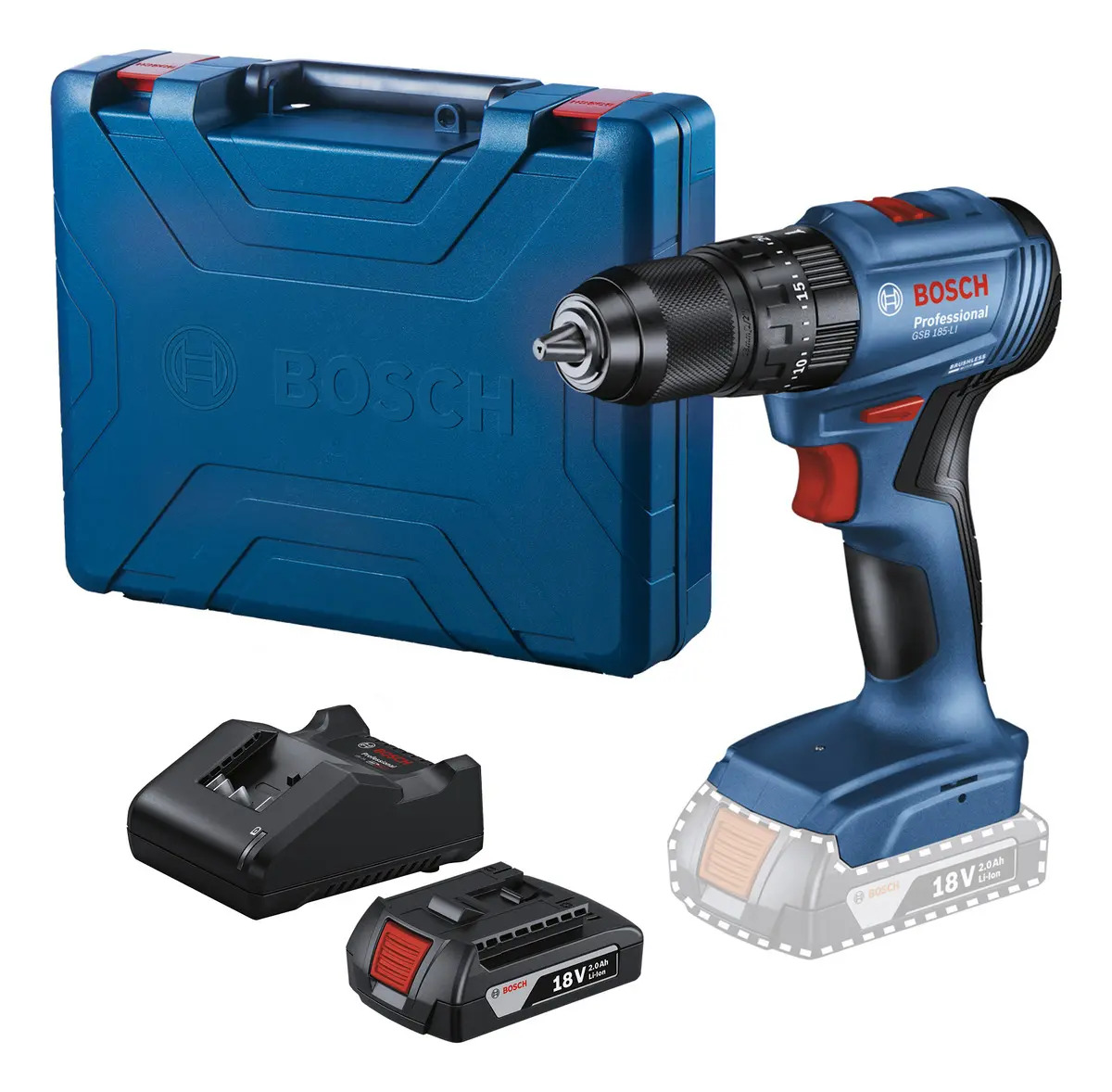 Parafusadeira e Furadeira de Impacto Bosch GSB 185-LI 18V Brushless com Maleta