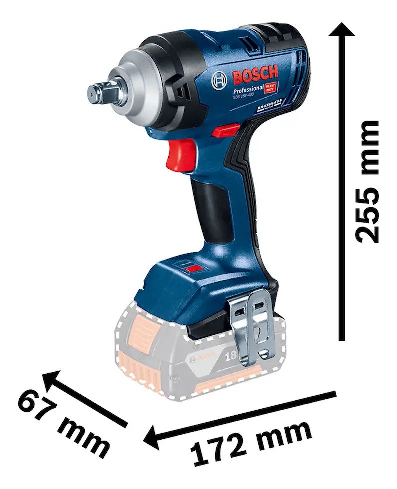 Chave de Impacto Bosch GDS 18V-400 com Maleta