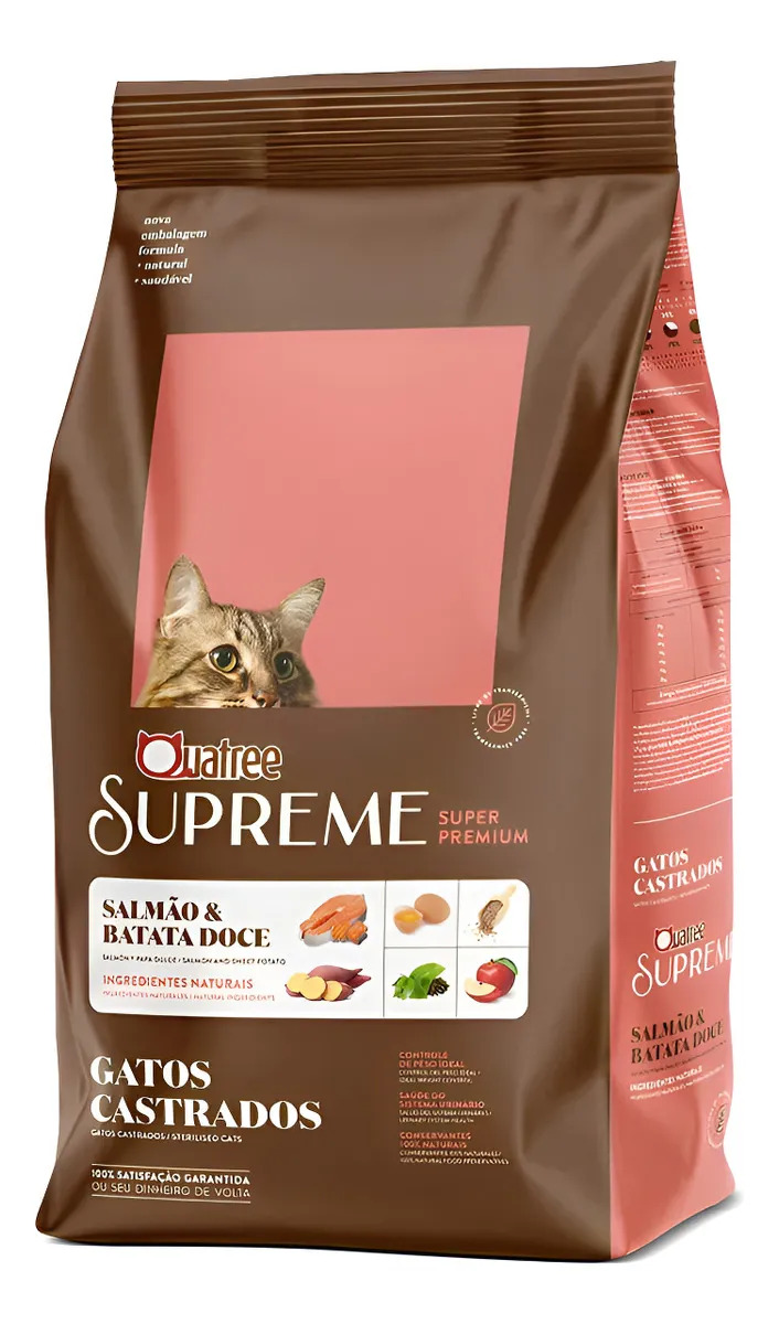 Ração Quatree Supreme 10kg Gato Castrado Salmão/batata Doce
