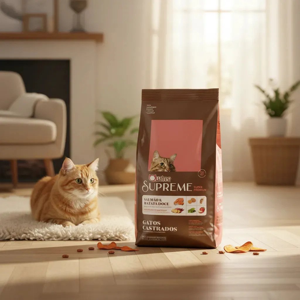 Ração Quatree Supreme 10kg Gato Castrado Salmão/batata Doce