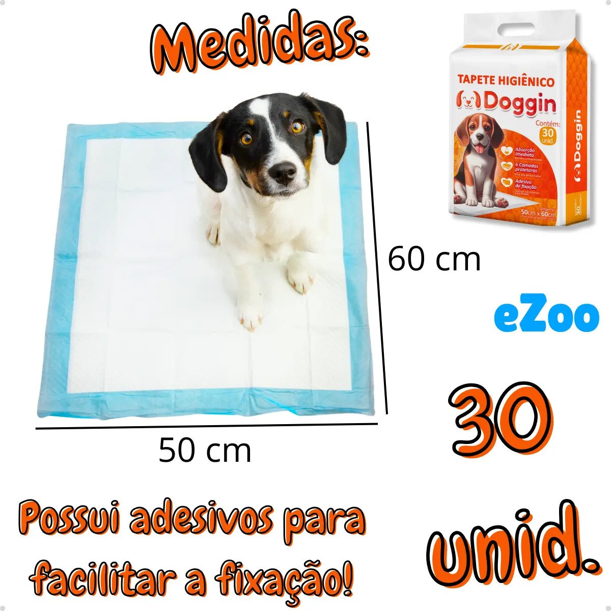 Tapete Higiênico Doggin Premium 60x50 - 30 Unidades