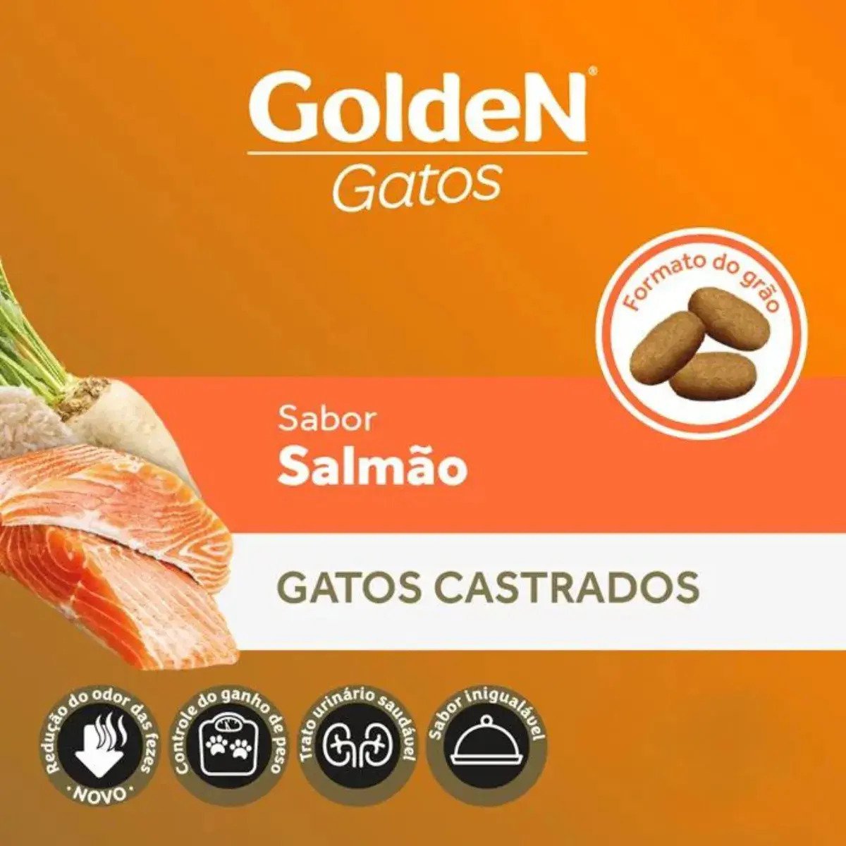 Ração Golden Gatos Adultos Castrados Sabor Salmão 3kg