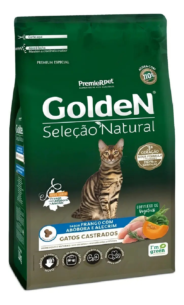 Racao Golden Selecao Natural Gatos Castrados Frango 3kg