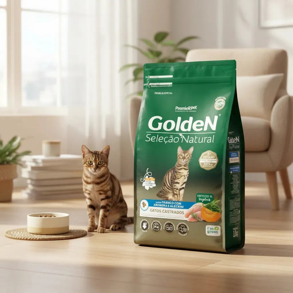 Racao Golden Selecao Natural Gatos Castrados Frango 3kg