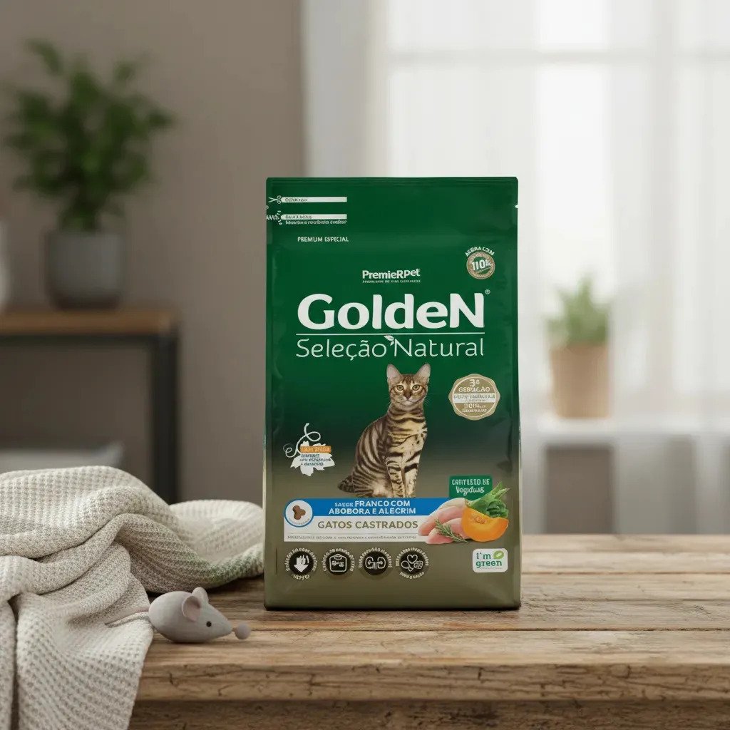 Racao Golden Selecao Natural Gatos Castrados Frango 3kg