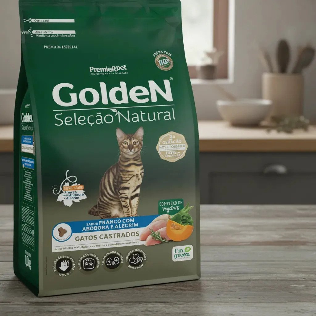 Racao Golden Selecao Natural Gatos Castrados Frango 3kg