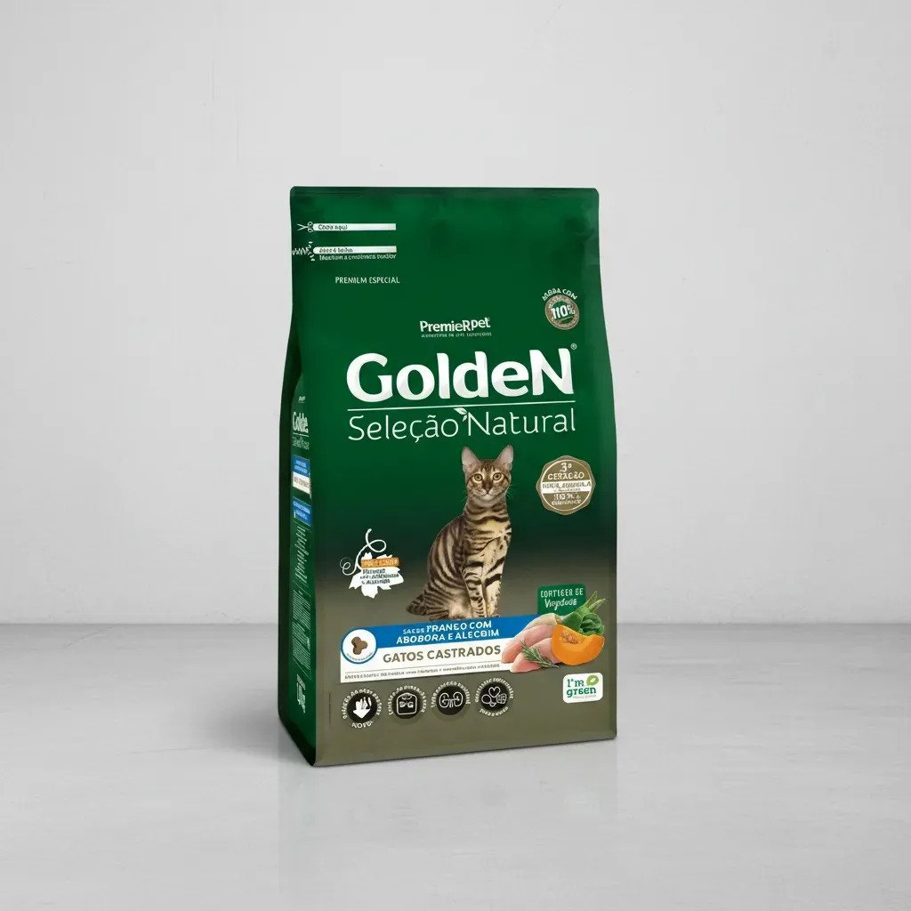 Racao Golden Selecao Natural Gatos Castrados Frango 3kg