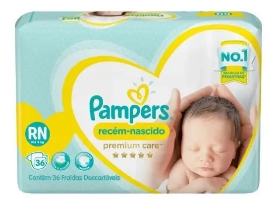 Fraldas Pampers Premium Care Recém-nascido Ate 4 Kilos 36 U