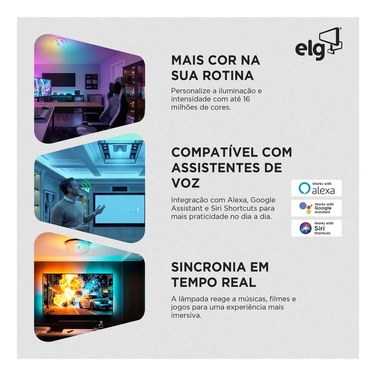 Lampada Inteligente LED ELG SHLL100 10W RGB Wi-Fi