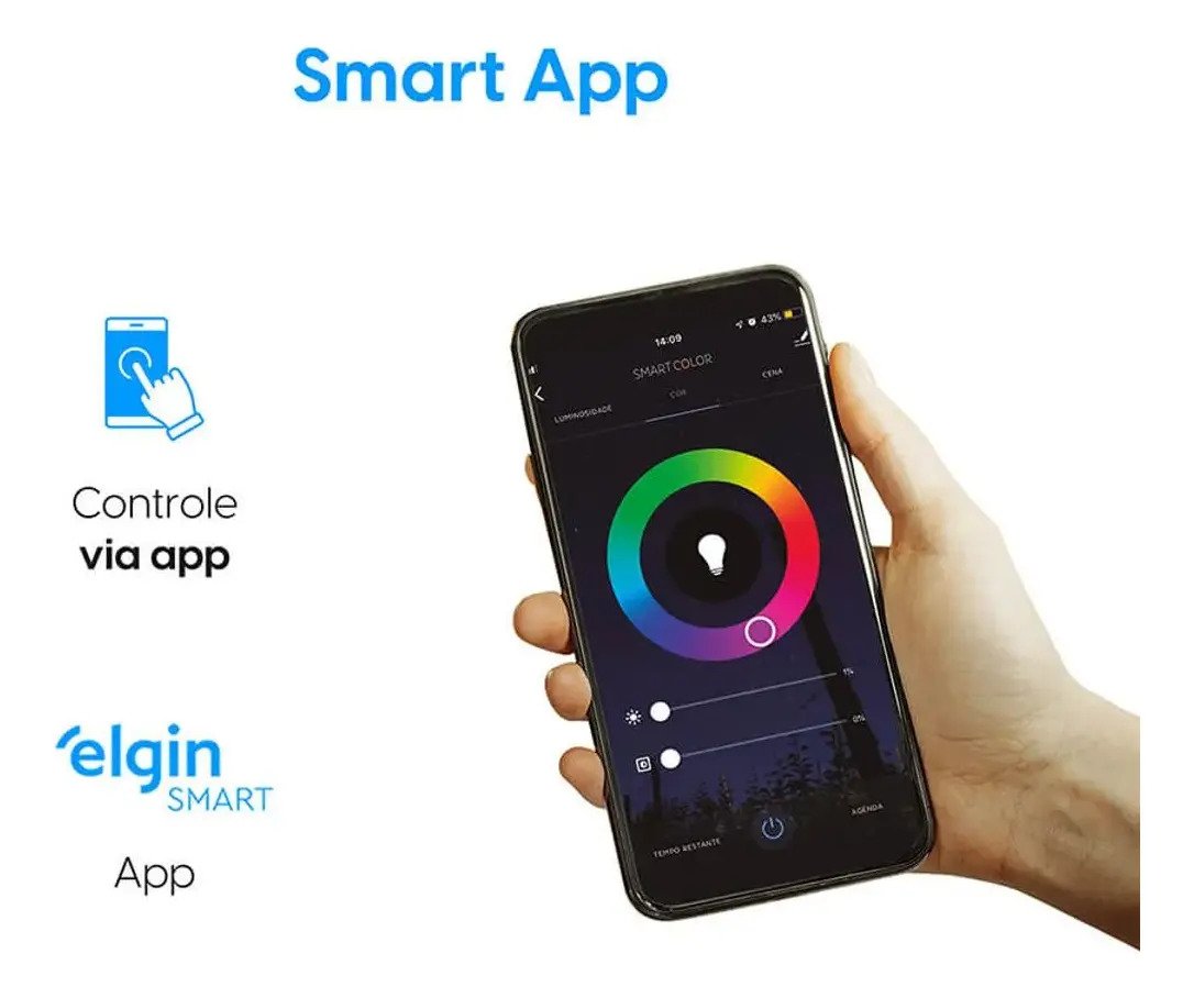 Lampada LED Inteligente WiFi RGB 15W Elgin Smart Color