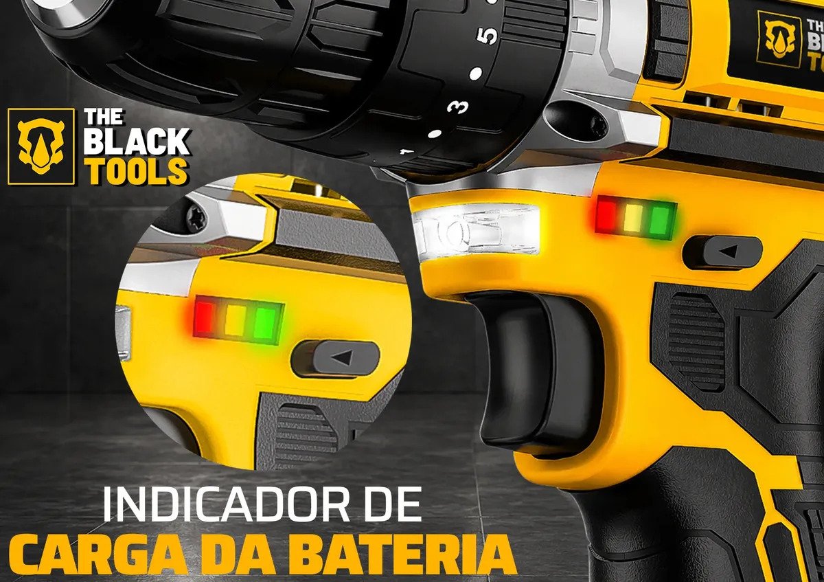 Parafusadeira E Furadeira Impacto The Black Tools Tb-21pw 3/8 Cor Amarelo Frequência 50/60 Hz