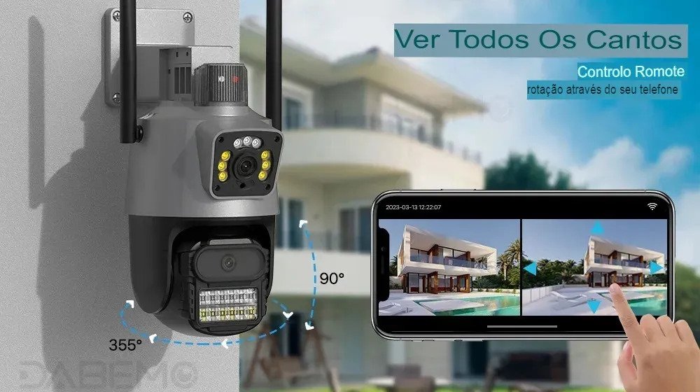Câmera de Segurança Wi-Fi Externa Lente Dupla 3MP 360° G.Eye
