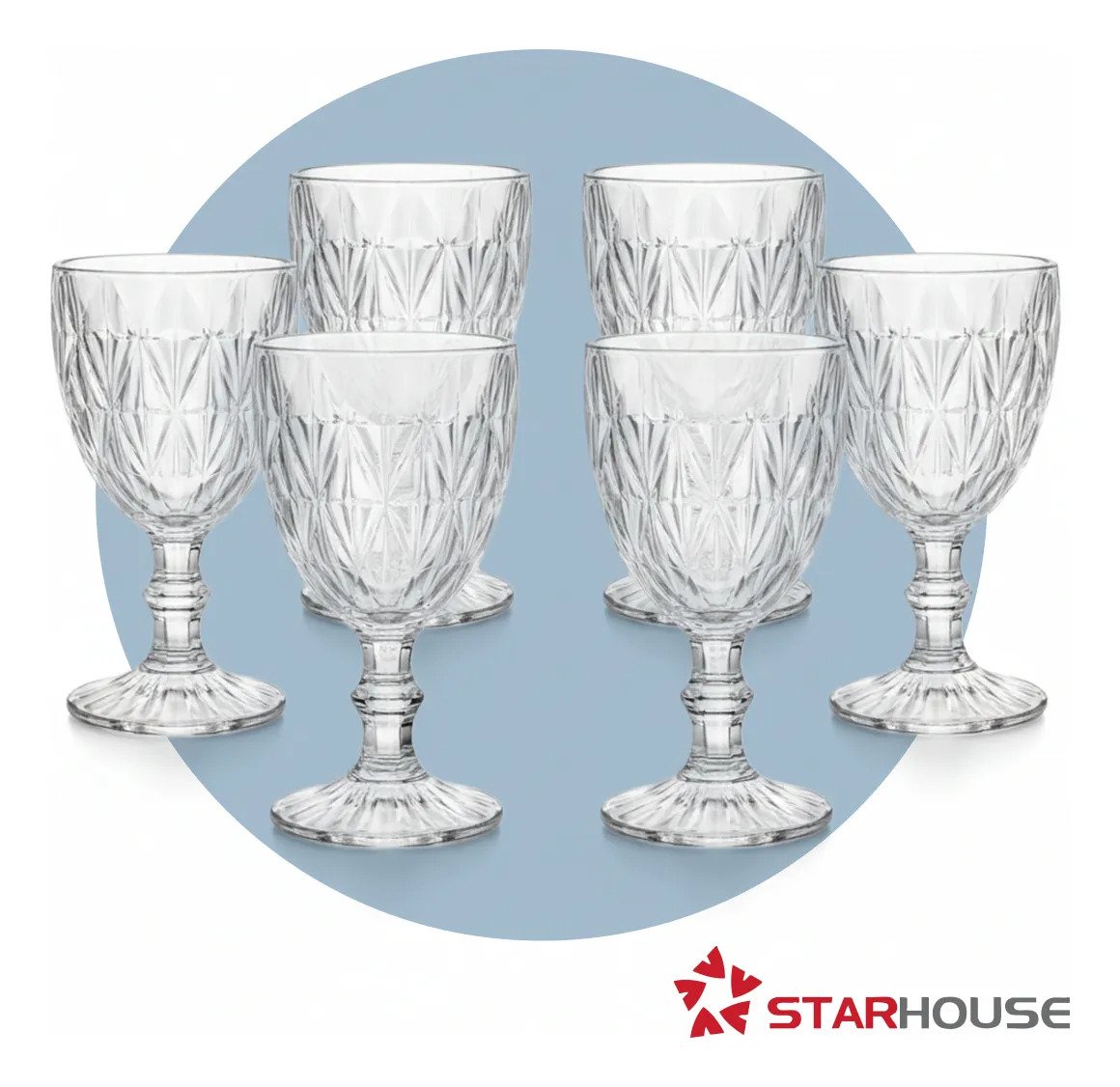 Kit 6 Taças Diamond 330ml em Cristal Starhouse
