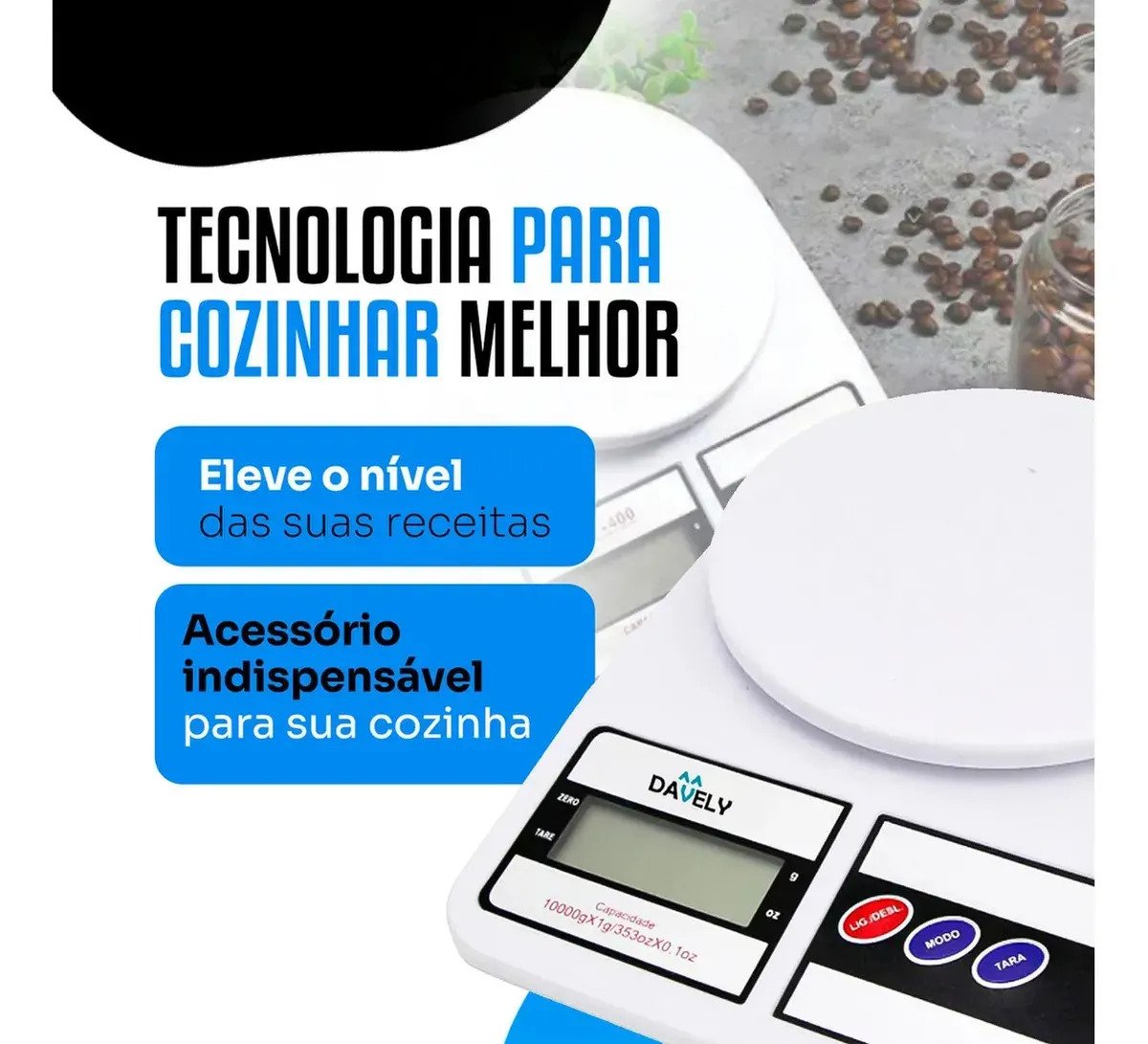 Balança Digital de Cozinha 10kg Davely Cook