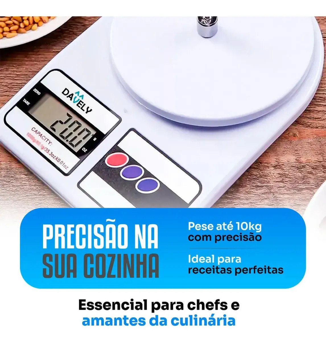 Balança Digital de Cozinha 10kg Davely Cook