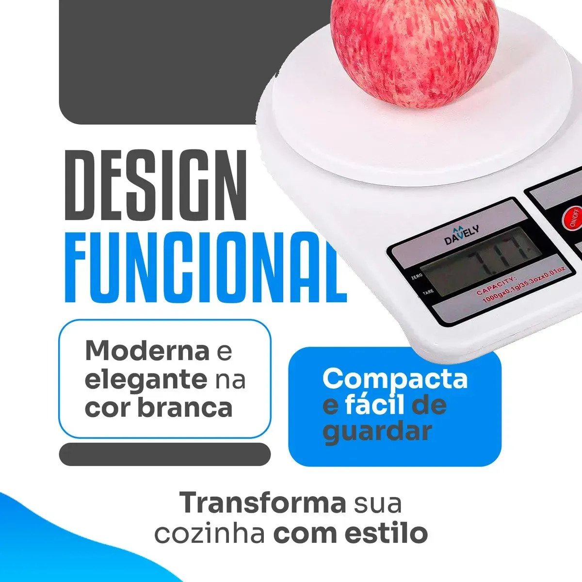 Balança Digital de Cozinha 10kg Davely Cook
