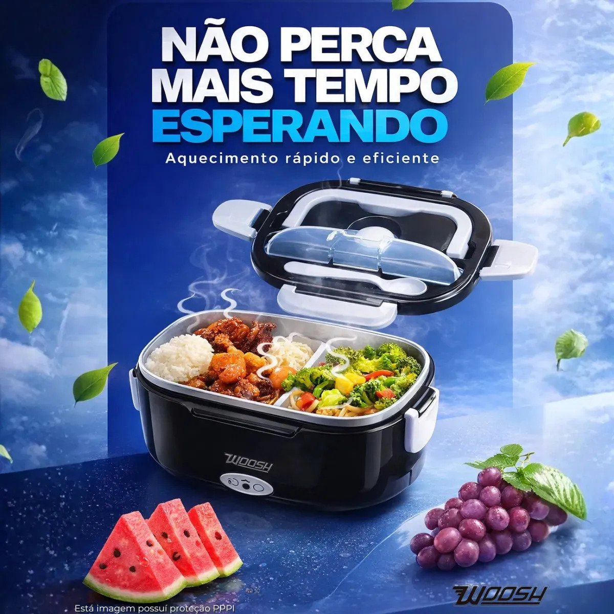 Marmita Elétrica Woosh 1,5L Bivolt Preta