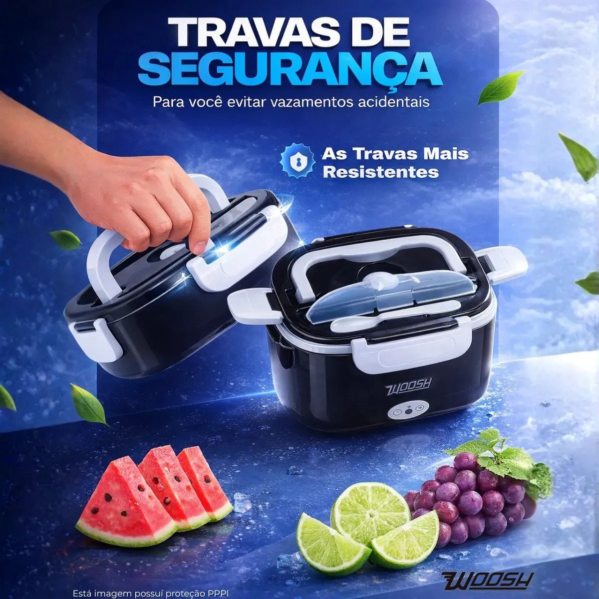Marmita Elétrica Woosh 1,5L Bivolt Preta