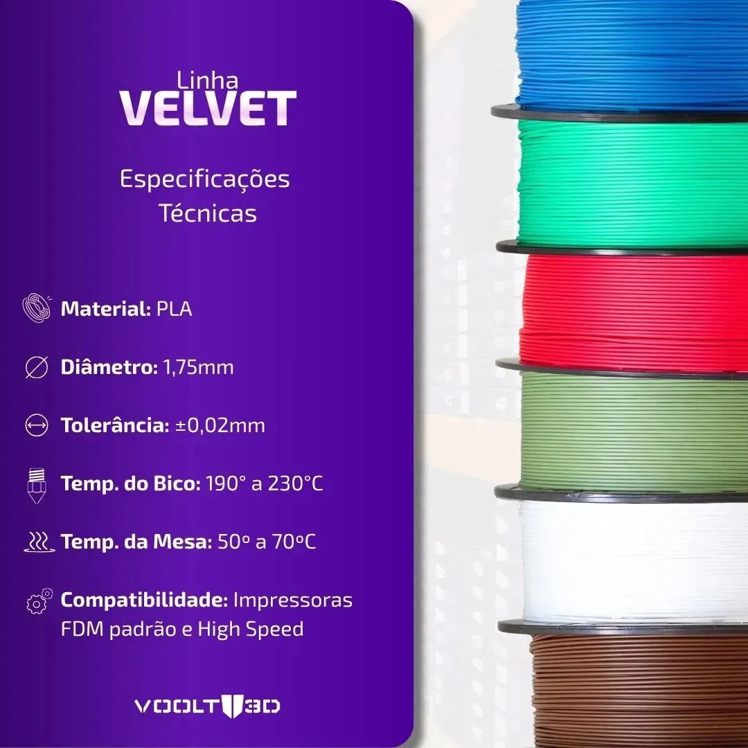 Filamento PLA Branco Velvet 1kg Voolt3D High Speed