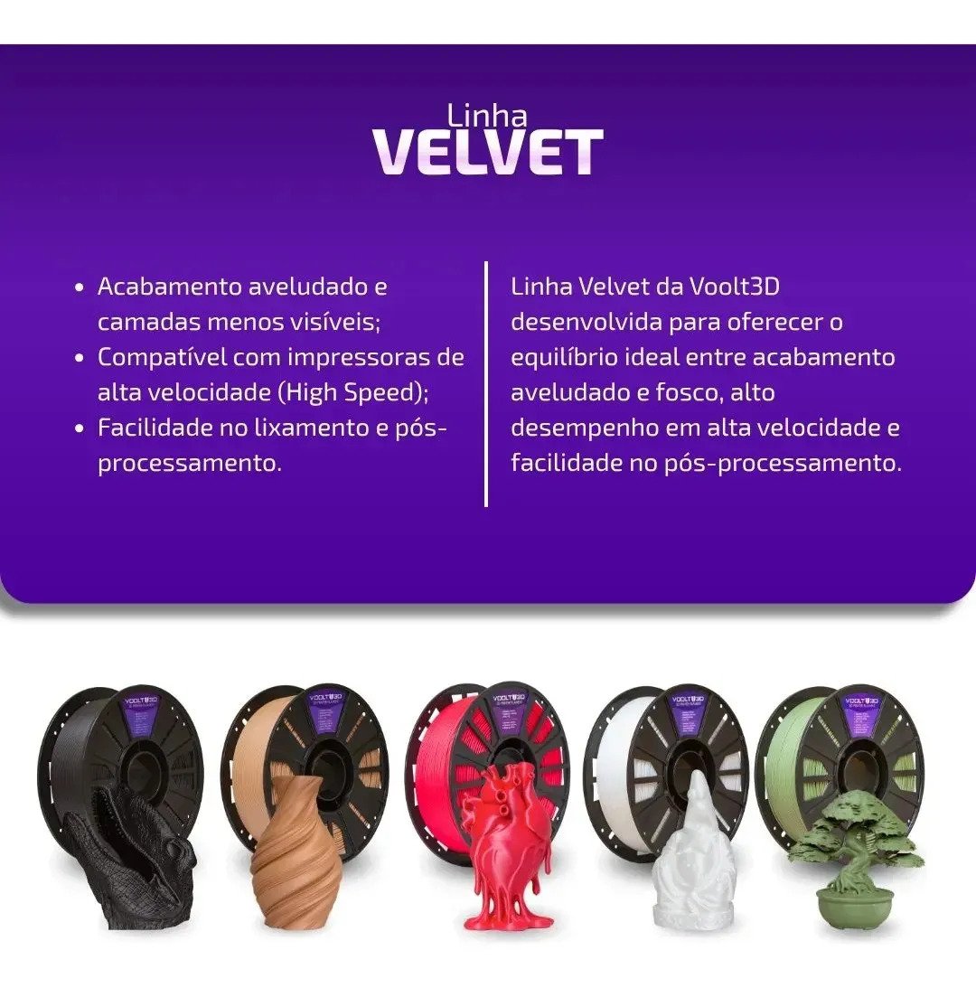Filamento PLA Branco Velvet 1kg Voolt3D High Speed
