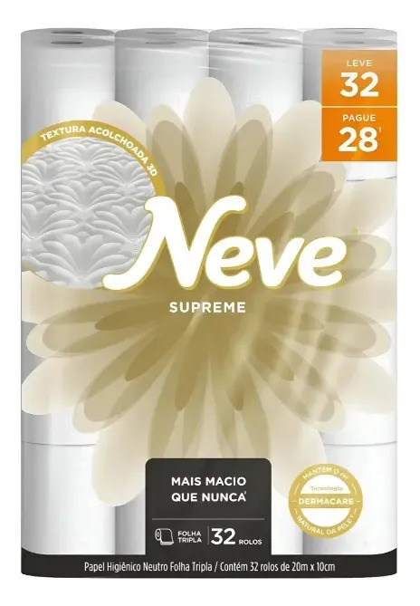 Papel Higiênico Folha Tripla Neve Supreme 32 Unidades