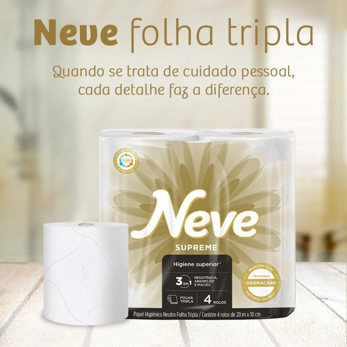 Papel Higiênico Folha Tripla Neve Supreme 32 Unidades