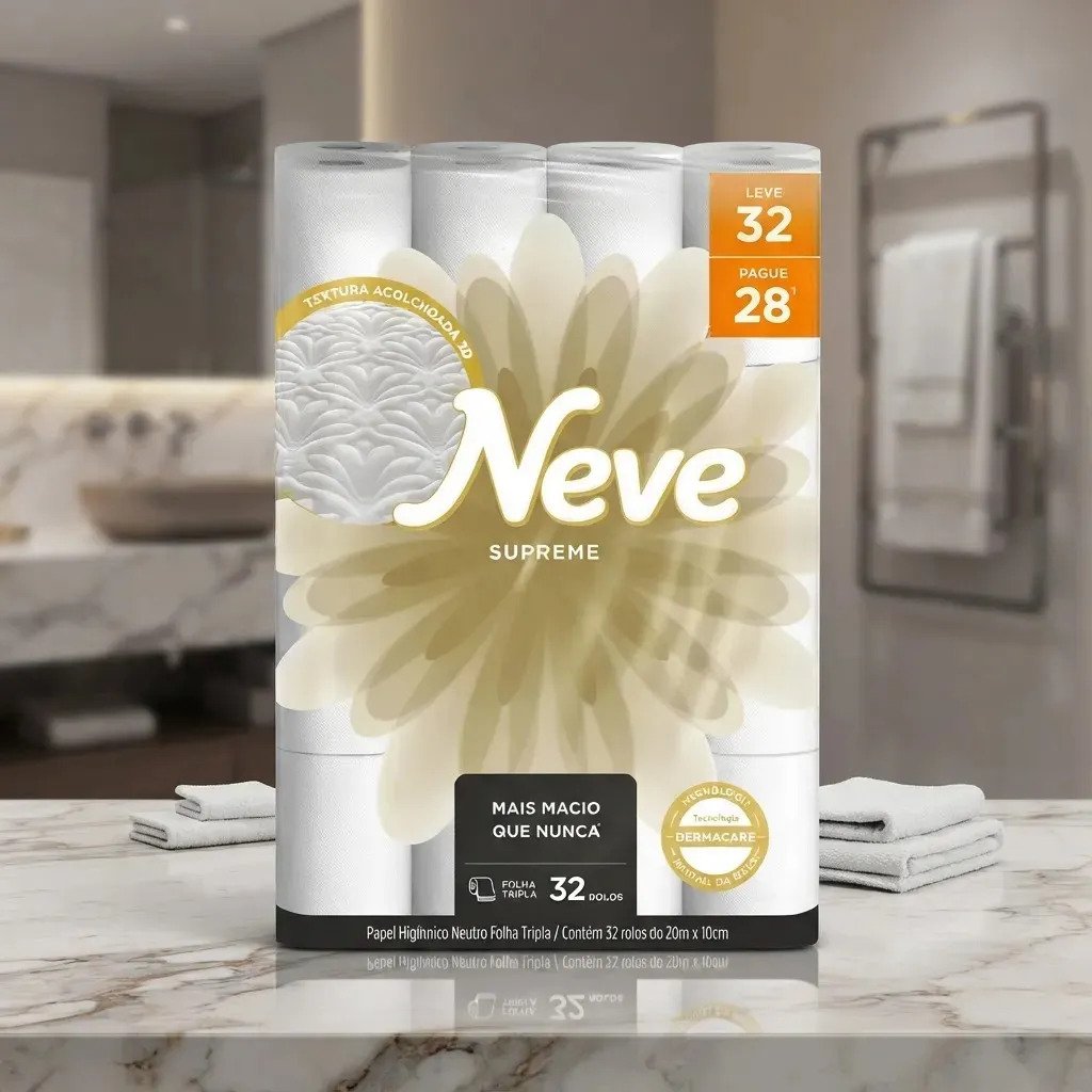 Papel Higiênico Folha Tripla Neve Supreme 32 Unidades