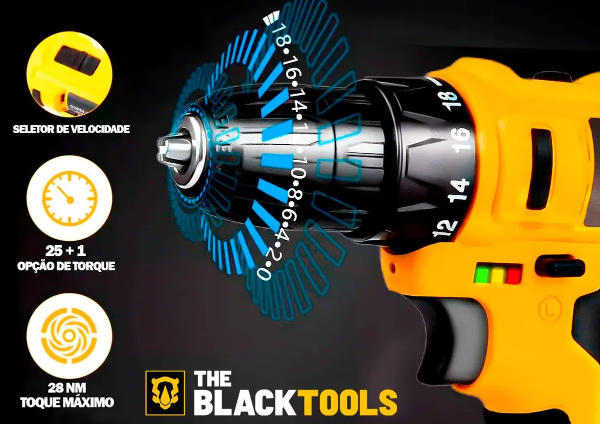 Furadeira Parafusadeira Sem Fio 12V TB-12E The Black Tools