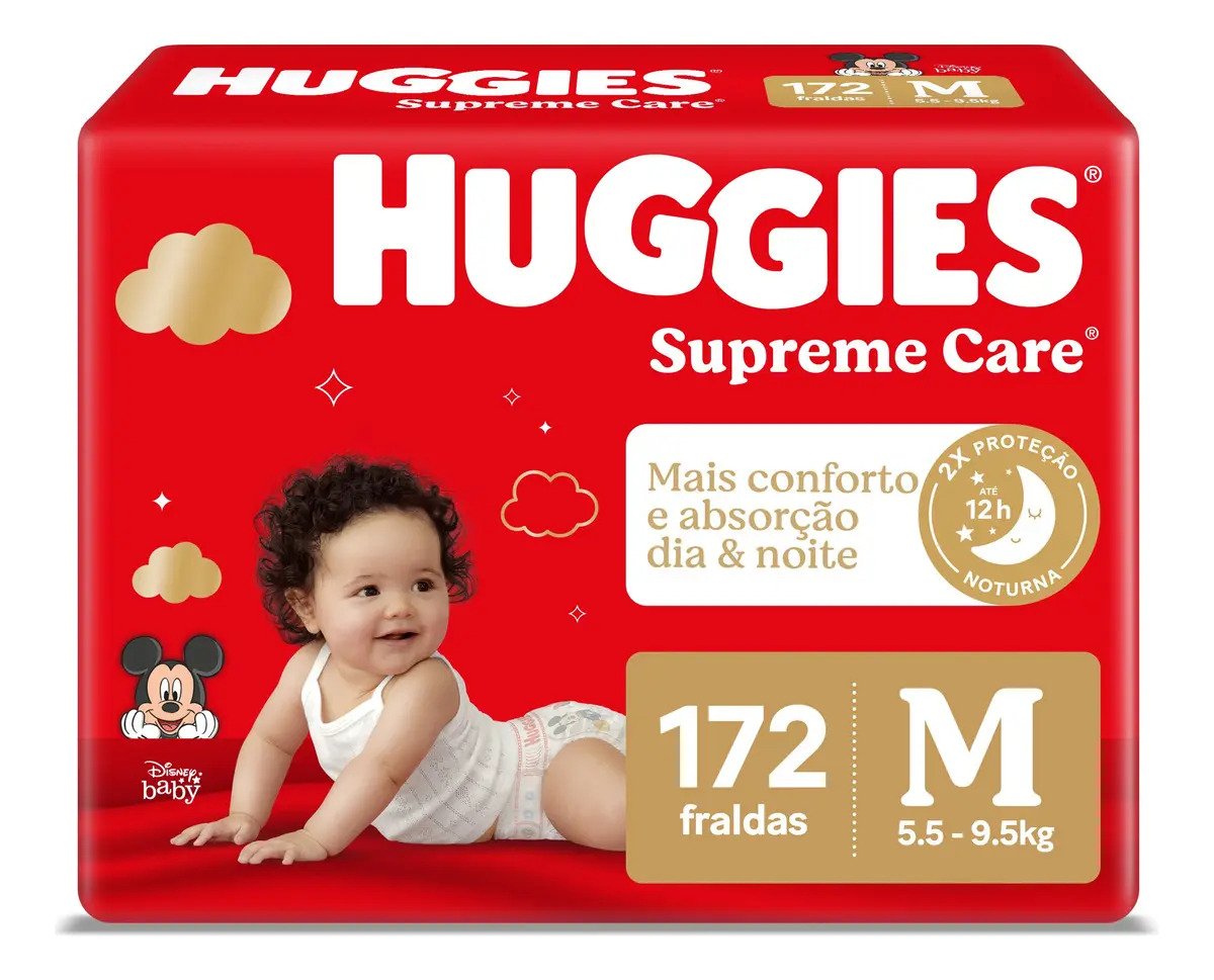 Fralda Huggies Máxima Proteção Tamanho M 172 Unidades