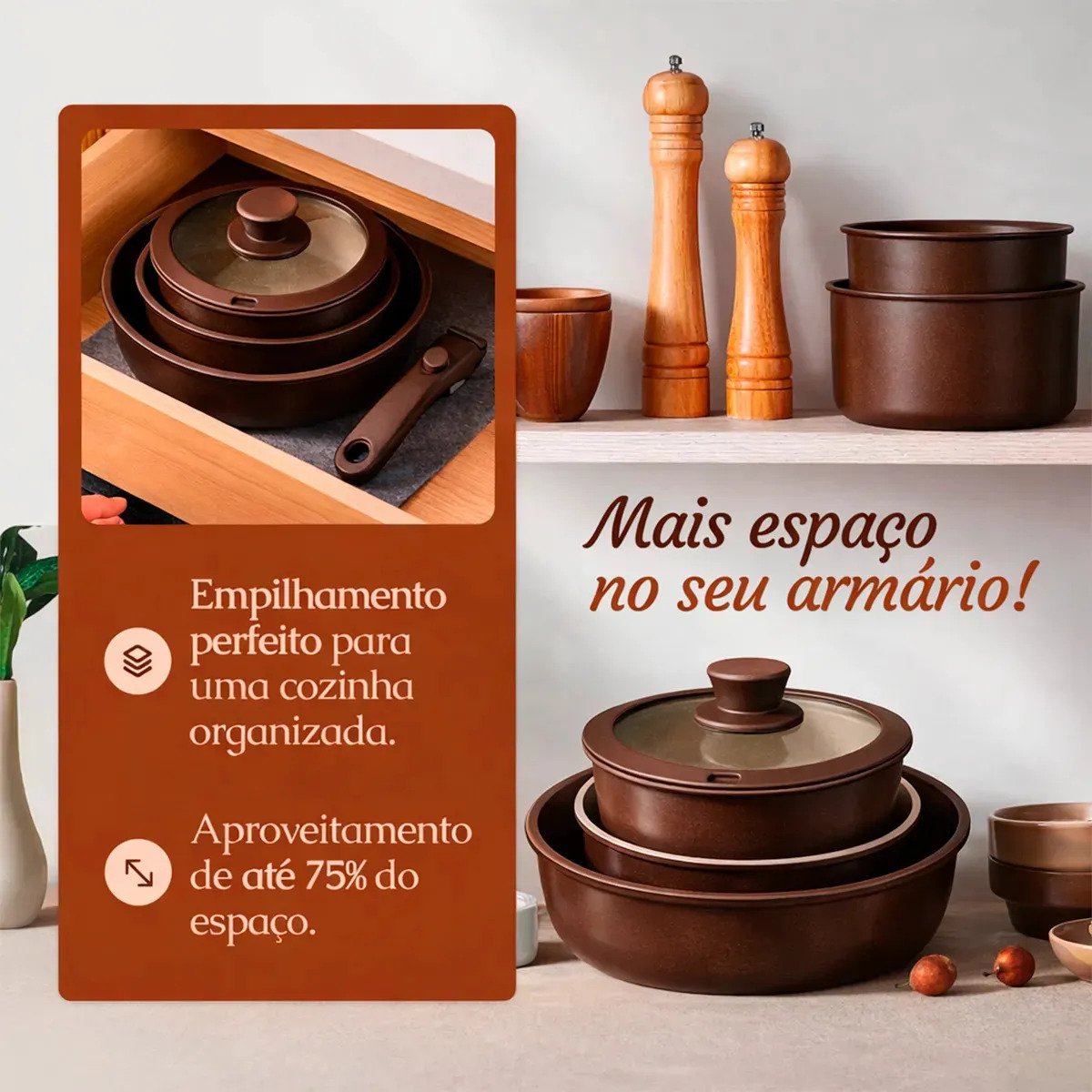 Jogo de Panelas 15 Peças Antiaderente Familar