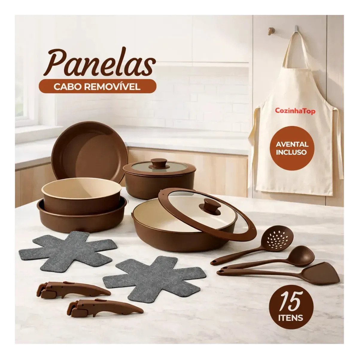 Jogo de Panelas 15 Peças Antiaderente Familar